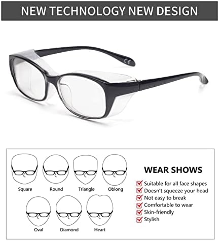 Стилни Очила с защита от замъгляване, Квадратни очила с защита от синя светлина UV410, Защитни Очила със среден размер