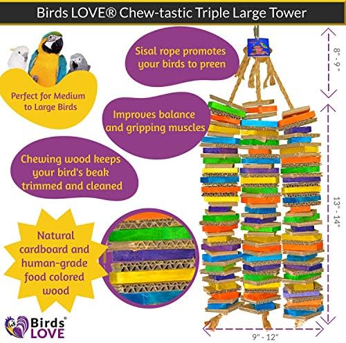 LOVE Birds Ivan-Вкусна Тройната кула от смачкани Забавна Мастило безопасно парче дърво за дъвчене Голяма играчка-Птичья