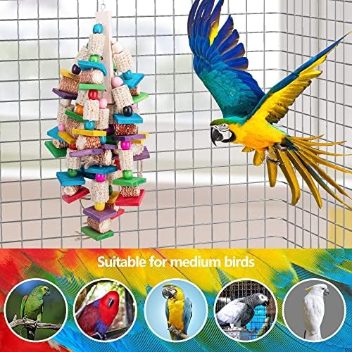 Играчка-папагал Deloky за голям птици-19-инчов играчка за дъвчене от царевични кочани от естествено дърво-Играчка за