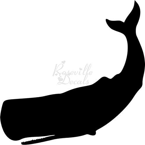 Vinyl Стикер с изображение на Риба-Кашалота за Дома, Офис, Знак на прозорец на автомобила, Размер- [8 инча]/ [20 см] височина, Цвят - Лъскаво бял