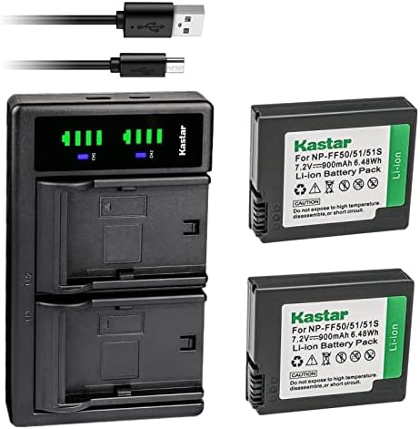 Батерия Kastar 3-Pack NP-FF50 и USB-зарядно устройство LTD2 Съвместим с камера Sony DCR-PC106, DCR-PC106E, DCR-PC107, DCR-PC107E,