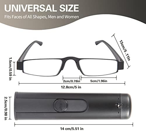 Тънки метални очила за четене I-Mag Executive твърд калъф (2,00, черен)