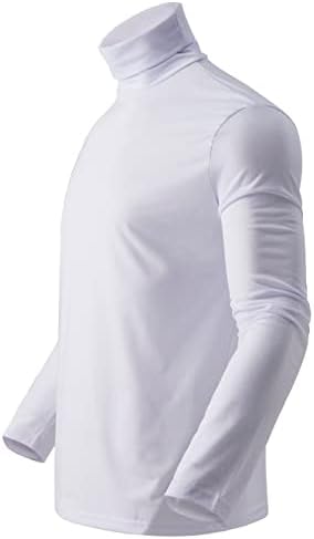Genafy Мъжки Тениски с Водолазкой с дълъг ръкав Slim Fit Случайни Пуловер Топлинна Топ