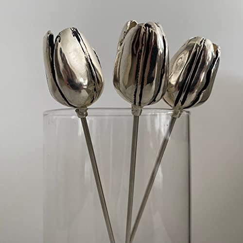 Комплект от 3 Метални Лалета Elegant Metal Tulip Трио - Метални Цветя, ръчно изработени за домашен интериор, градина