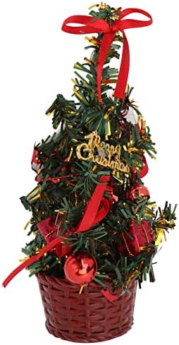 Настолна Коледно дърво, Скъпа, Произведена на Постоянна база, Водоустойчив Мини-Изкуствена Коледна елха 7,9 инча (Червен)