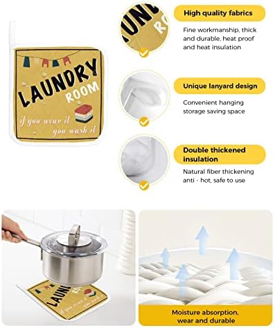 Кухненски ръкавици за пране в пералня с Мехурчета за кухня, Жълт Фон за декор Бельо, Potholder с Петлевой стойка,