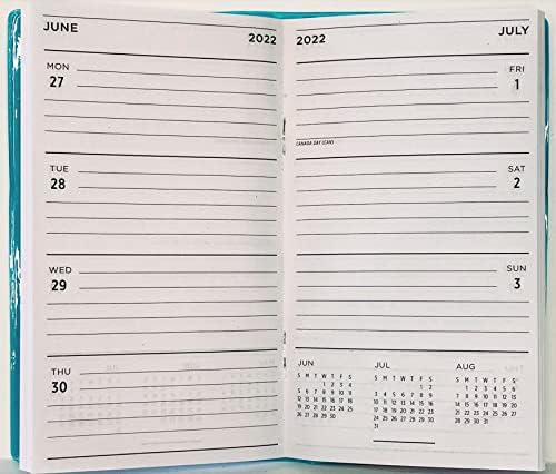 Джобен календар за една седмица на 2022 година-Планер-Размер на чантата си и джоба си-Таблица курсове, бележки, важни телефонни