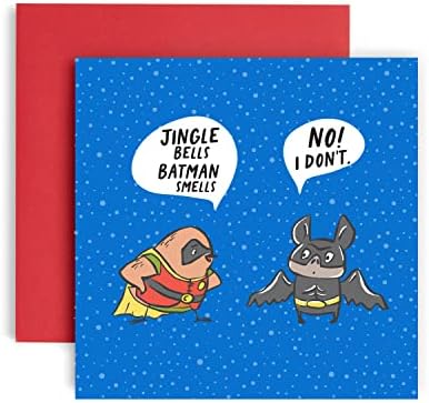 Huxters Jinge Bells Батман Мирише Забавна Коледна пощенска картичка за него и нея – Покани за Коледно парти размер на