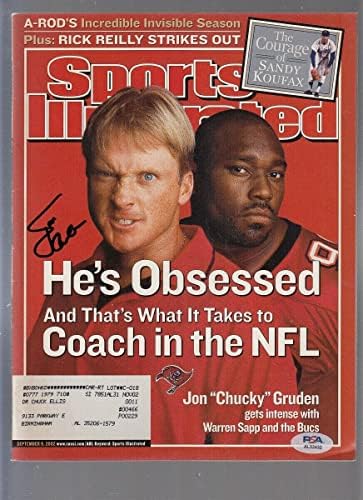 Джон Gruden подписа 2002 Sports Illustrated 9/9 С автограф Bucs PSA / DNA - Списания NFL с автограф