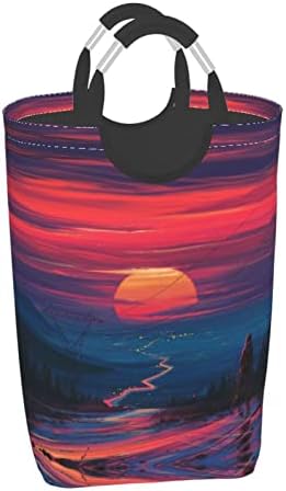 Sunset Art Печатна Чанта За Мръсни Дрехи, Кошница За Дрехи С Дръжки, Сгъваем Кош За Мръсни Дрехи, Перални Чанти За Дома, Спални, Баня