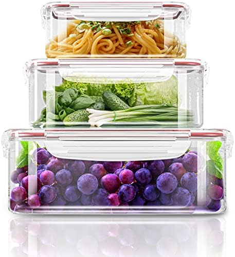 Набор от пластмасови контейнери за храна Utopia Кухня - Опаковки от 6 (3 контейнера и 3 защелкивающиеся капачки)