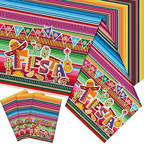3 Бр Покривка за тематични партита Fiesta Мексикански Покривки Cinco De Mayo Вечерни Покривки Fiesta Тако Нощен Покривка