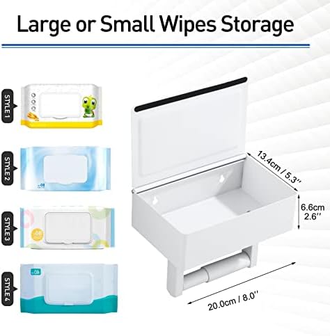 WOJIUBUXIN Бял Държач за Тоалетна хартия с Рафт Опаковка за Смываемых Кърпички за Баня Монтиране на стена За Съхранение на