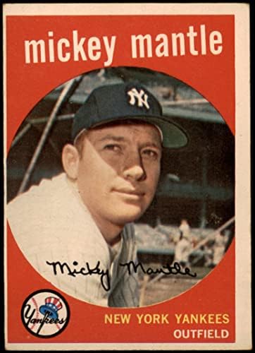 1959 Обикновена бейзболна картичка Topps 10 Мики Мэнтл от Ню Йорк Янкис Класа Добре