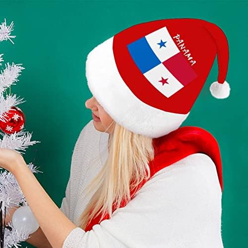 Флаг Панама Коледна Шапка на Дядо Коледа Шапки и Къси Плюшени с Бели Ръкавели за Мъже Жени Коледна Украса За Празнично Парти