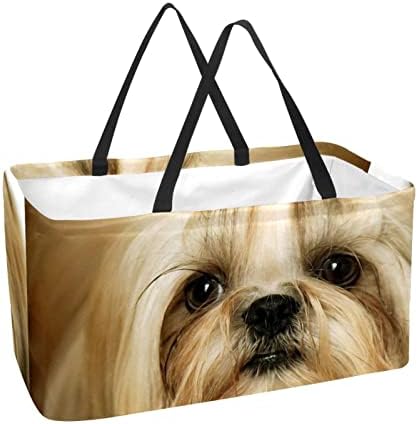 LORVIES за Многократна употреба Хранителни Чанти, Кутии Кошница За Съхранение, Куче Shih Дзъ Кученце Сгъваеми Пазарски Чанти-Тоут