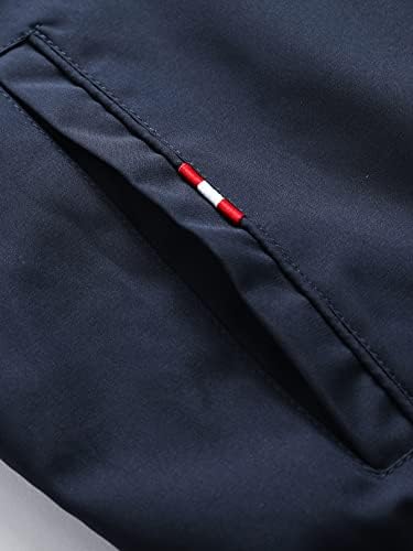 Якета OSHHO за жените - Мъжко яке-бомбер с раирана тапицерия Без тениски (Цвят: тъмно синьо Размер: Малка)