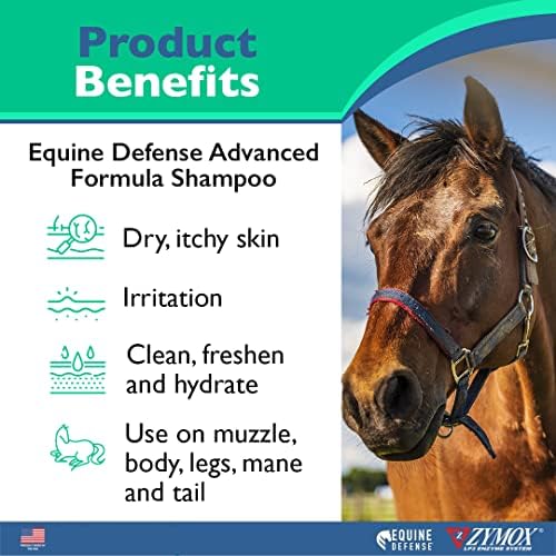 Шампоан Zymox Конски Defense Advanced Formula Shampoo, 1 галон. – Грижа за коса на кон: почиства, освежава,