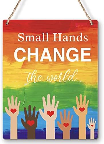 Малки Ръце, които Променят Света Хладно Мотивационен Плакат с Цитати за Равенство, Дървени Подвесная Табели, Стенно Изкуство,