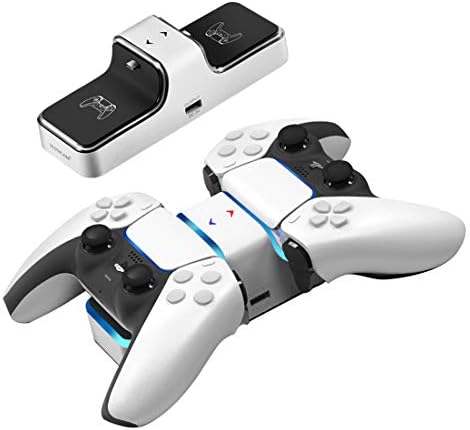 Най-новото Зарядно Устройство за контролер PS5, док-станция за бързо зареждане на Playstation 5 с два USB Type C с led индикатор, защитният чип, контролера на Sony DualSense, WAKEYBOO