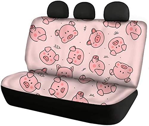 SEANATIVE Розови Седалка за предните седалките с шарките на Анимационни Прасе, пакет от 4, Покривала за автомобилни Седалки,