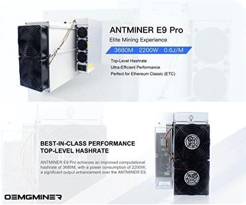 OEMGMINER Bitmain Antminer E9 Pro и Т.Н. Ethash Миньор Хэшрейт 3680M Мощност 2200 W 0,6 Дж/М Вграден захранващ блок