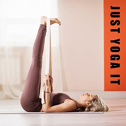2 Опаковката Еластична лента за йога (6 фута) с Регулируема Метална D-образен пръстен и обтегач-Линия | Стречинг за физически упражнения и фитнес, за практикуване на й
