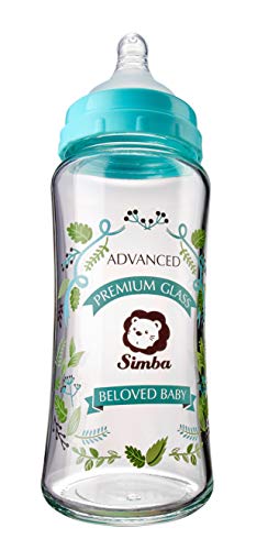 Бутилка за хранене на Simba Crystal Romance borosilicate стъкло с широко гърло - 9 унции (розова, в опаковка по 3 броя)