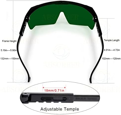 Защитни Очила лазер АБСОРБЕР IPL 200nm-2000nm Защитни Очила лазер за Обработка на епилация лазер и защита на очите оператор Лазерна Козметика с повода (в зелено)