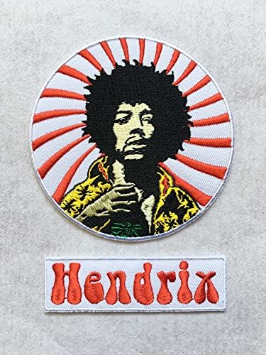 (2) Ленти рок-група, вдъхновена от Хендриксом, бродирани желязо при пришивании ленти с емблемата на музикалната рок-звезди, апликация
