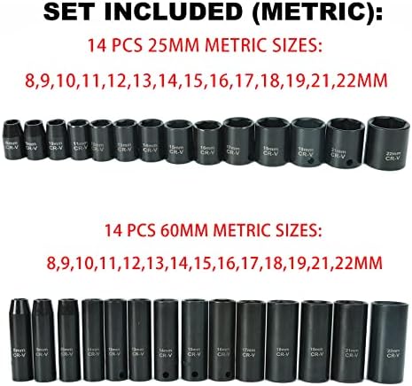 frperce 48 БР. Комплект барабани за контакти с 3/8 , набор от обекти от 5/16 до 3/4 инча и 8-22 мм удължител