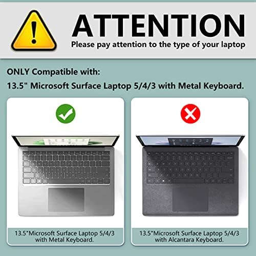 Калъф Fintie за 13,5-инчов лаптоп Microsoft Surface 5/4/3 с метална клавиатура - Защитна Тънка твърда капак с тик-так, кристално