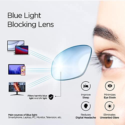 Правоъгълни очила за четене Visual Plus със защита от синя светлина за мъже и жени | Очила за компютър, игри, телевизор