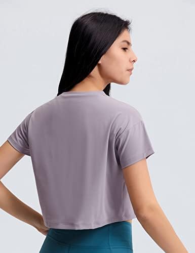 Micoson Женски Съкратен Блузи с дълъг ръкав, Скъсяване на Свитшоты За Тренировки, Летни Ризи Свободно Намаляване за Практикуване