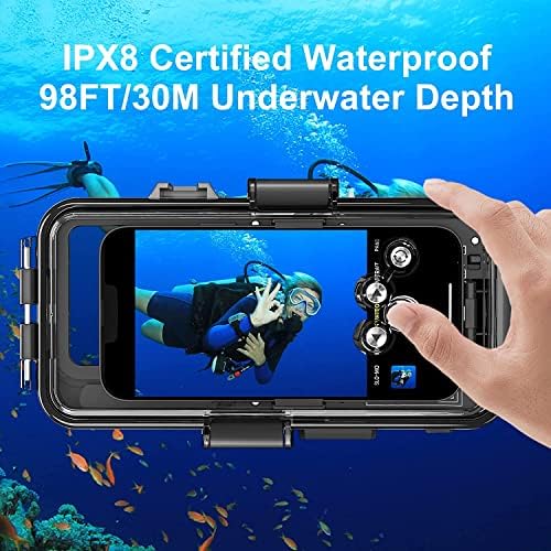 подводен калъф hitfine Само за серия iPhone, Калъф за телефон за гмуркане [Работи под вода] [98 фута /30 m] Фото-Видео