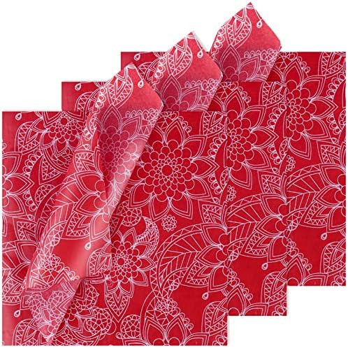 Kavoc 60 Листа Подарък Цигарена хартия Пейсли Синьо-Червен цвят, 20 x 20 Кафява Художествена Подвижния Хартия в стил Бохо