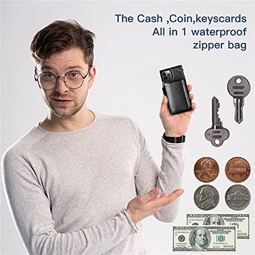 Калъф за носене в чантата си през рамо с цип, Съвместим с Apple iPhone 14 Pro Max, Кожен Калъф за мобилен телефон с Отделение за кредитни карти, Държач за Каишка за през веригат