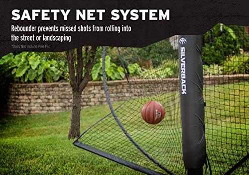 Система за отскок Защитна мрежа Баскетболно игрище Silverback със Сгъваем Мрежа и Манивели под формата на Полюса, Бял/Черен,