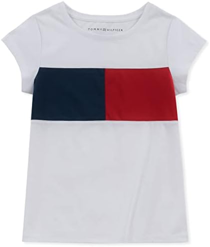Тениска с кръгло деколте и логото на Tommy Hilfiger за момичета с къс ръкав и флага