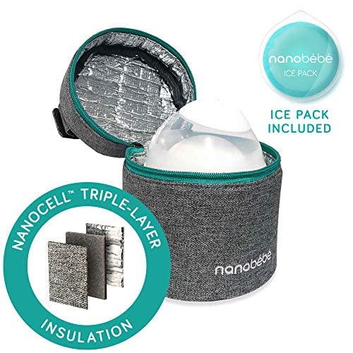 Охладител за бебешки бутилки nanobebe nanobebe за кърма и пътна чанта с лед в комплект. Компактен с тройна