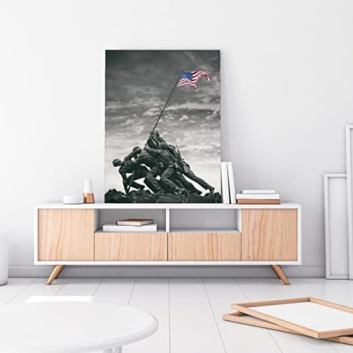 ToMart Плакат от Втората световна война, Поднимающий флаг на Иводзиме, Художествена картина върху платно, Стенен Декор,