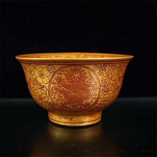 EYHLKM 2 бр. Изискан и Характерна порцеланова чаша с изображение на Златния Благоприятен Дракон и цветове Дълголетие (Цвят: A, размер: 12x7 см)