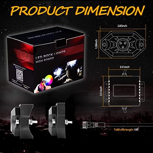 Комплекти RGB Rock Светлини, Niwaker 4 модул, RGB LED Rock Светлини с управлението на Bluetooth, Многоцветни