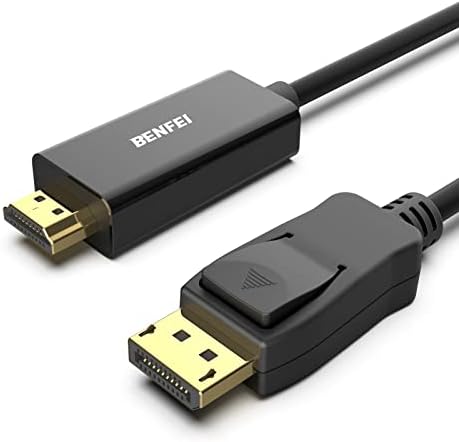Кабел BENFEI DisplayPort-HDMI дължина 3 метра, Позлатен адаптер DisplayPort-HDMI (мъж към мъж), който е Съвместим