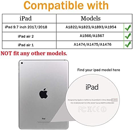 Калъф за iPad е 9,7 на 6-ти/5-то поколение (2018/2017) - Защитно покритие с въртящи се на 360 градуса стойка с функция