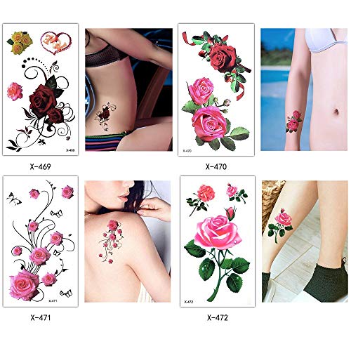 Реалистични Временни Татуировки с цветя Glaryyears, Малки Малки Стикери с татуировка във формата на Рози, 25 Опаковки