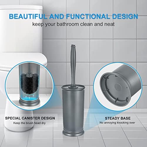 Набор от Щеткодержателей за тоалетна: 2 опаковки, Модерен Скрубер за Тоалетна Дълбоко Почистване за Баня с Поставка за Автобуса-Rim,