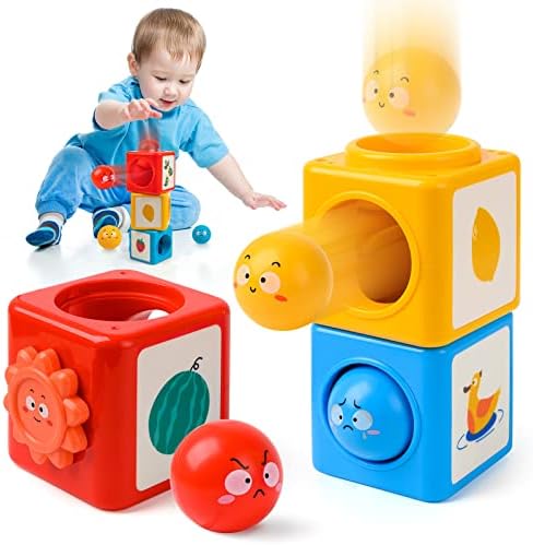 Образователни Играчки Vanmor Busy Cube за деца от 1 година, Играчки с топки за деца от 1 до 3 години, Бебешки Играчки За Подреждане на Градивните елементи на 6-12 Месеца, Монтес
