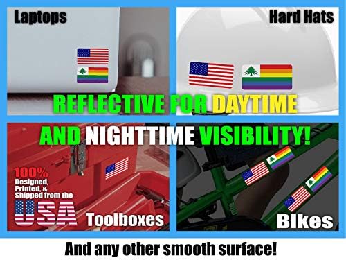 (x10) 3 М Светлоотразителни Стикери с Флага NE Гордост и Флага на САЩ | Универсални Защитни Етикети | Шлемове, лаптопи, мотори, кутии за инструменти