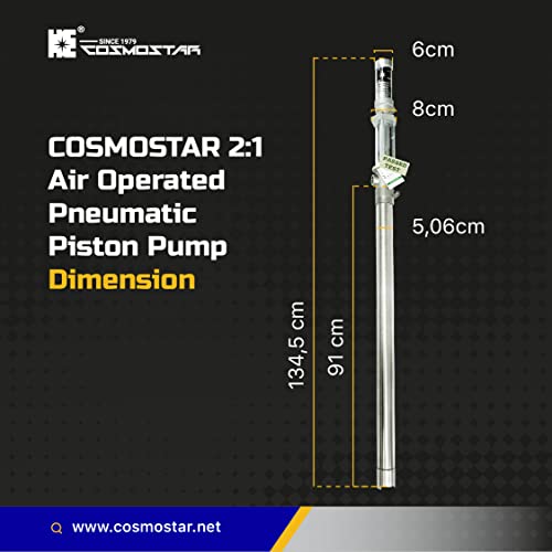 COSMOSTAR 1:1 Пневматичен Бутален Помпа с Въздушно Задвижване за 55-Галлоновых Тефлон Опаковъчни Помпи за Химическата Изпомпване